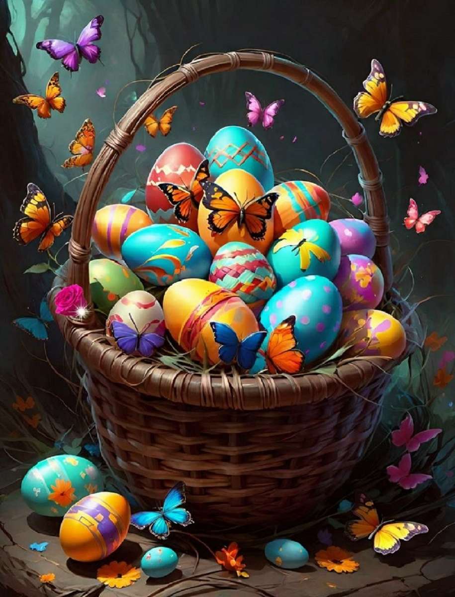 Húsvéti tojások és pillangók online puzzle