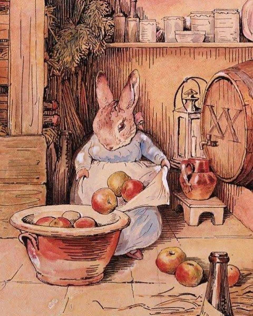 Пані Кролик пішла шукати яблука онлайн пазл