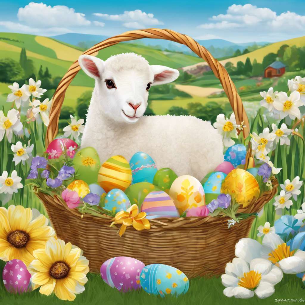 Bárány húsvéti kosárban online puzzle