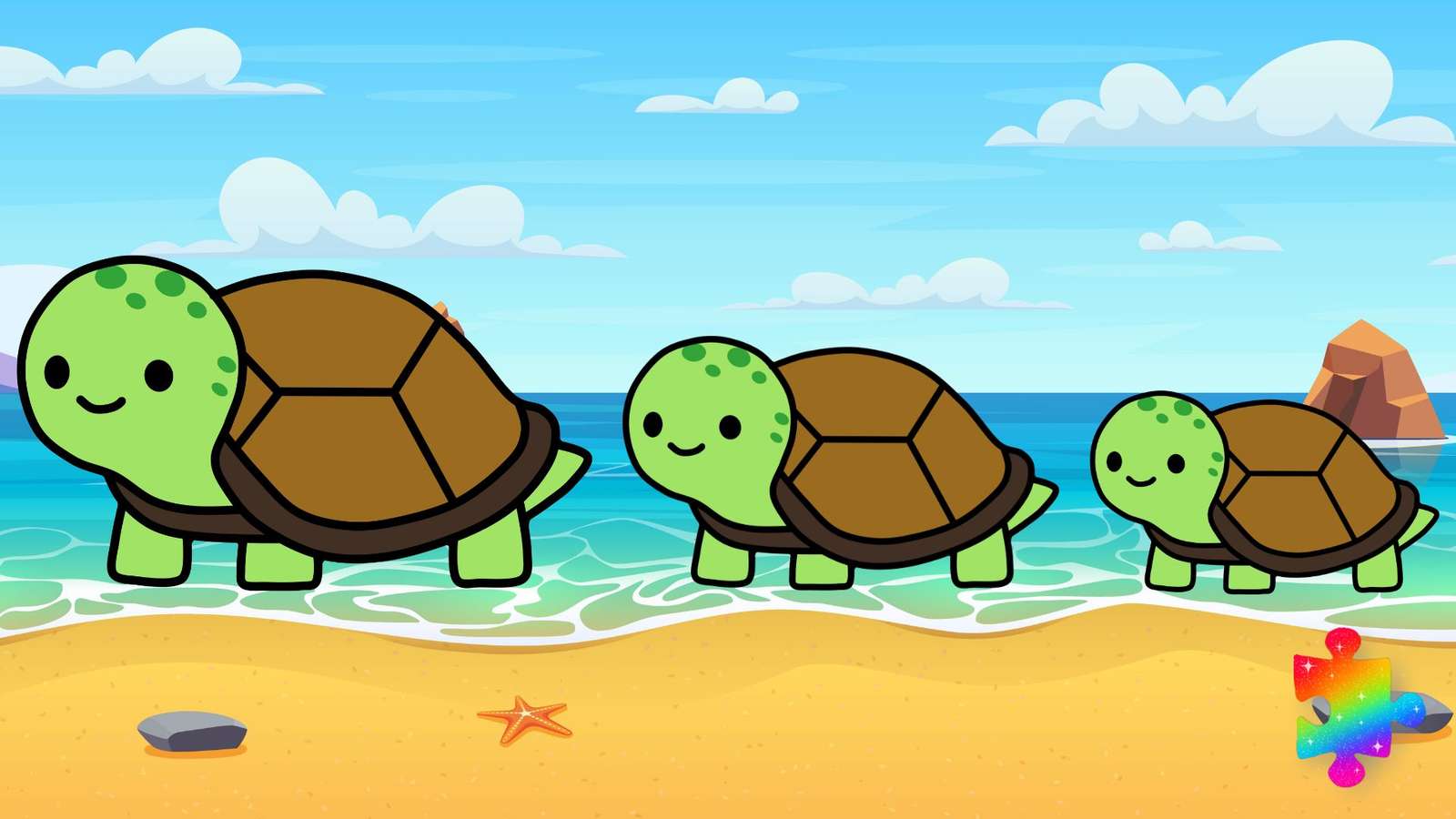 Χαριτωμένα χελώνες παζλ online