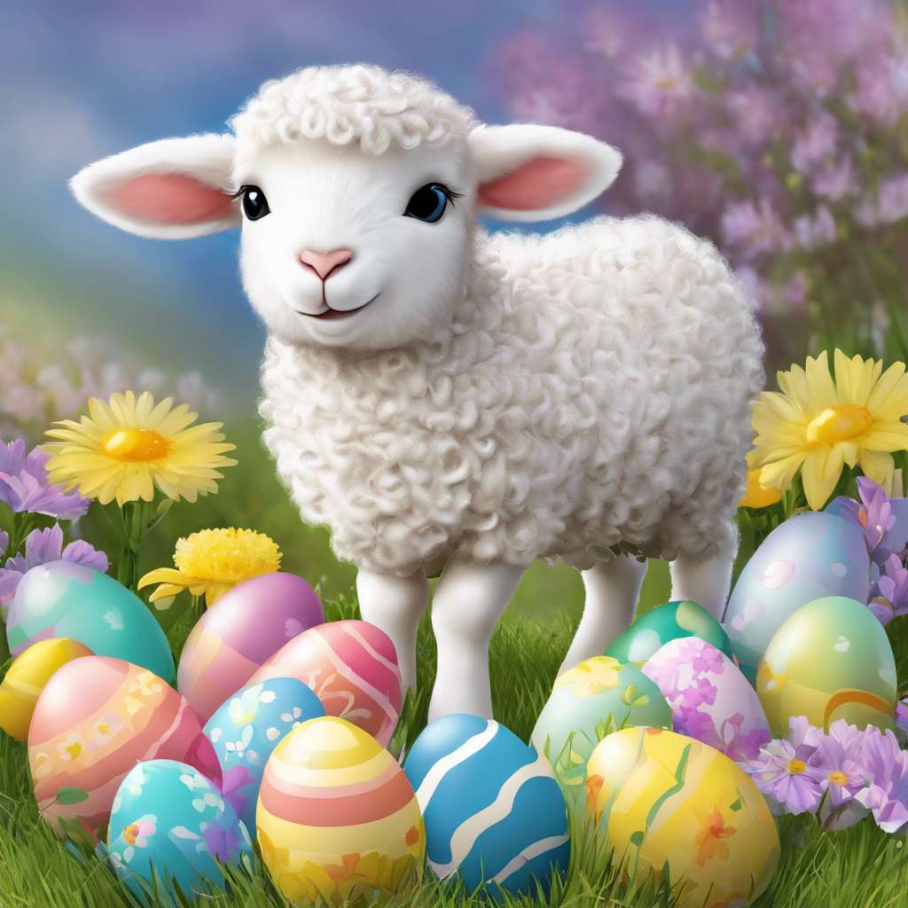 Bárány és húsvéti tojás kirakós online
