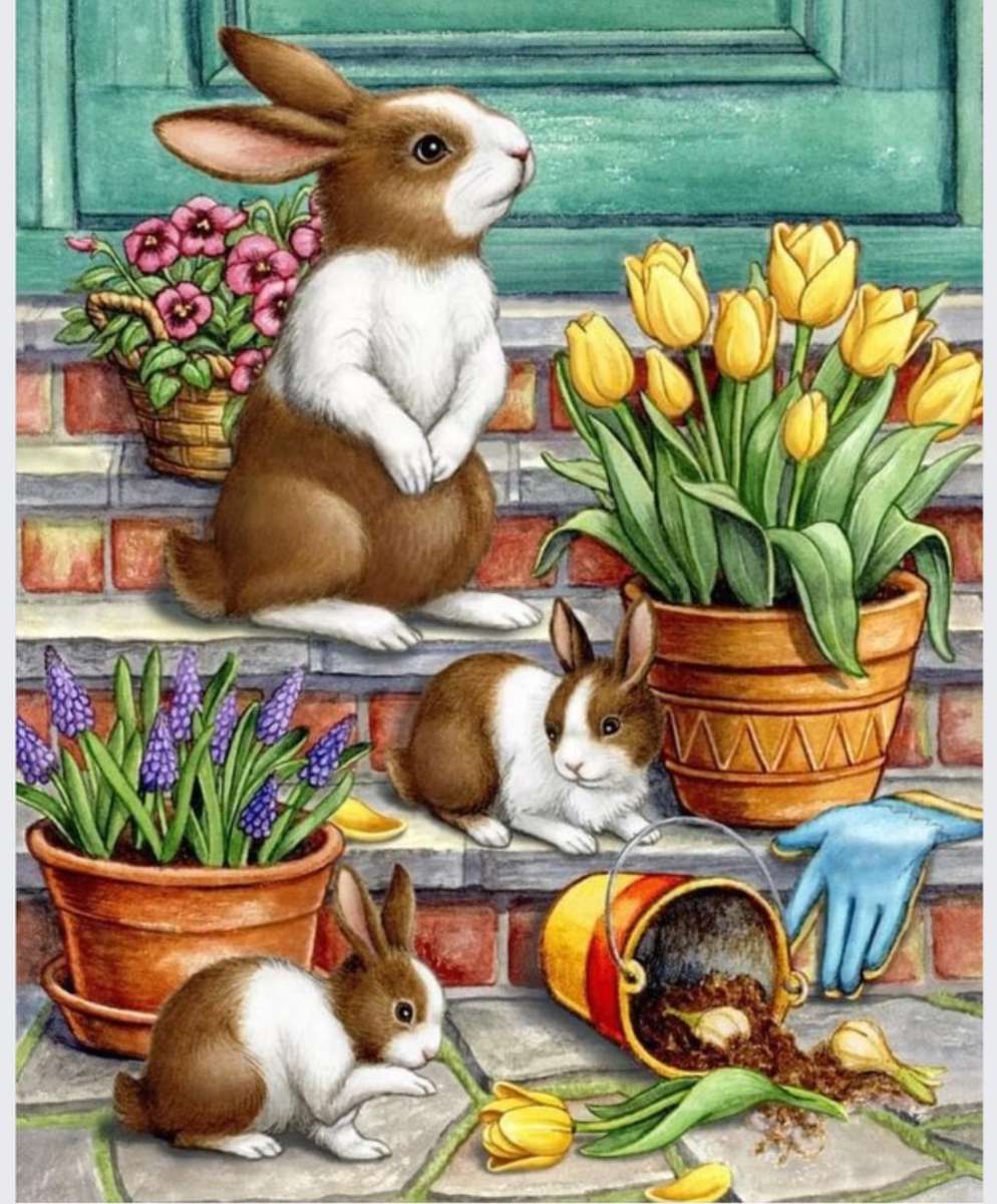 Coniglietti e fiori, oh mio! puzzle online