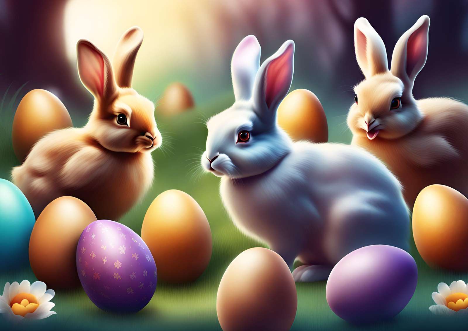 Великденски зайчета онлайн пъзел