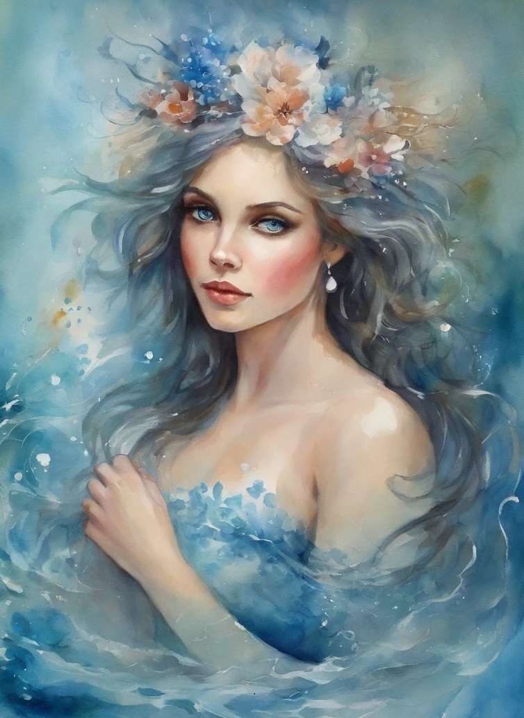 Krásná mořská panna s modrýma očima skládačky online