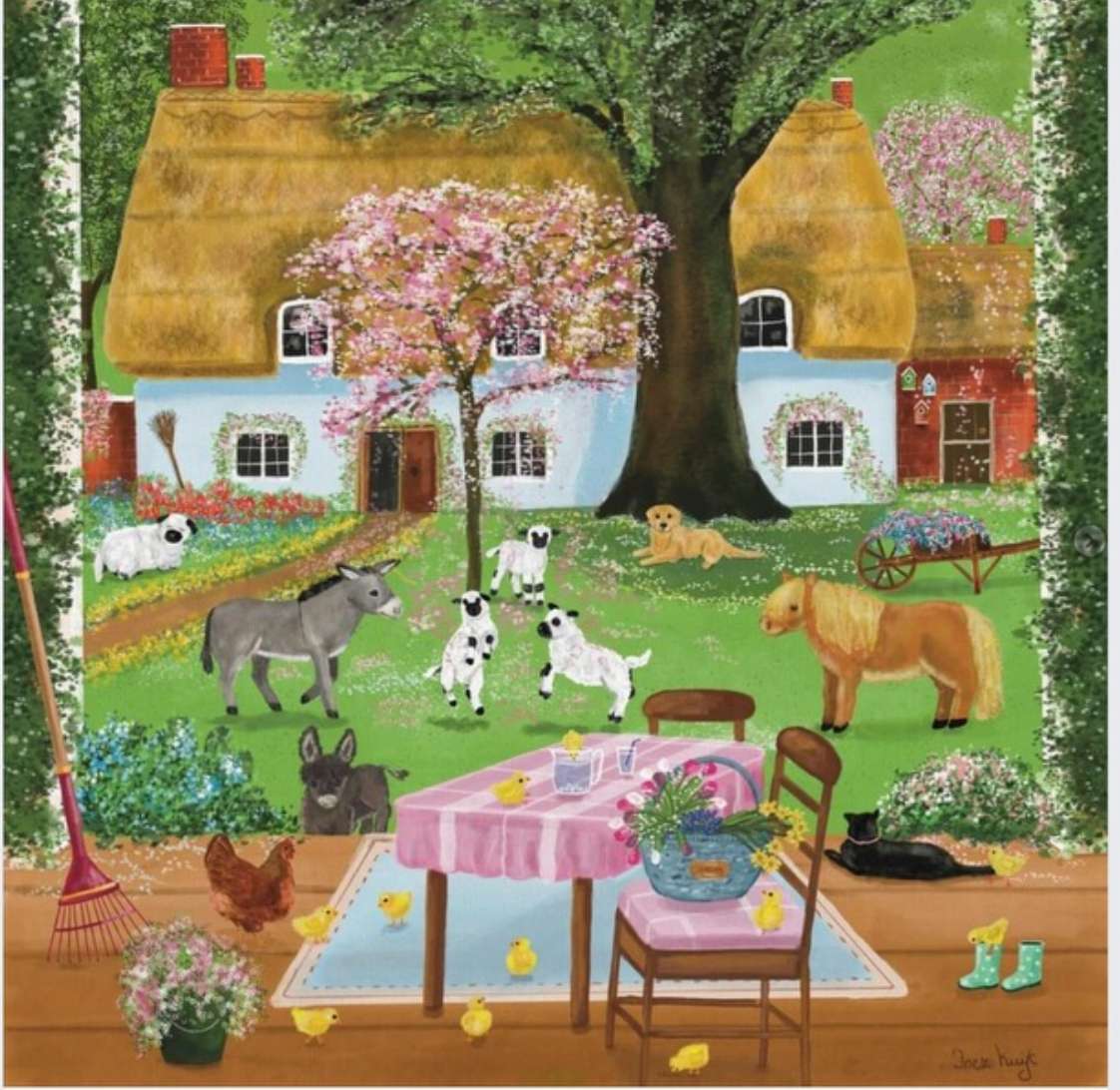 Molti animali si divertono nel cortile. puzzle online