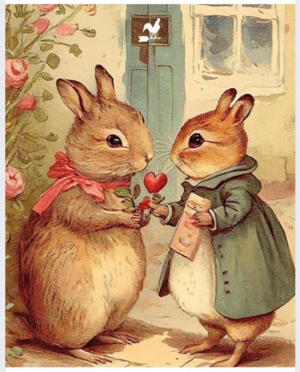 Gewoon twee verliefde konijntjes. online puzzel