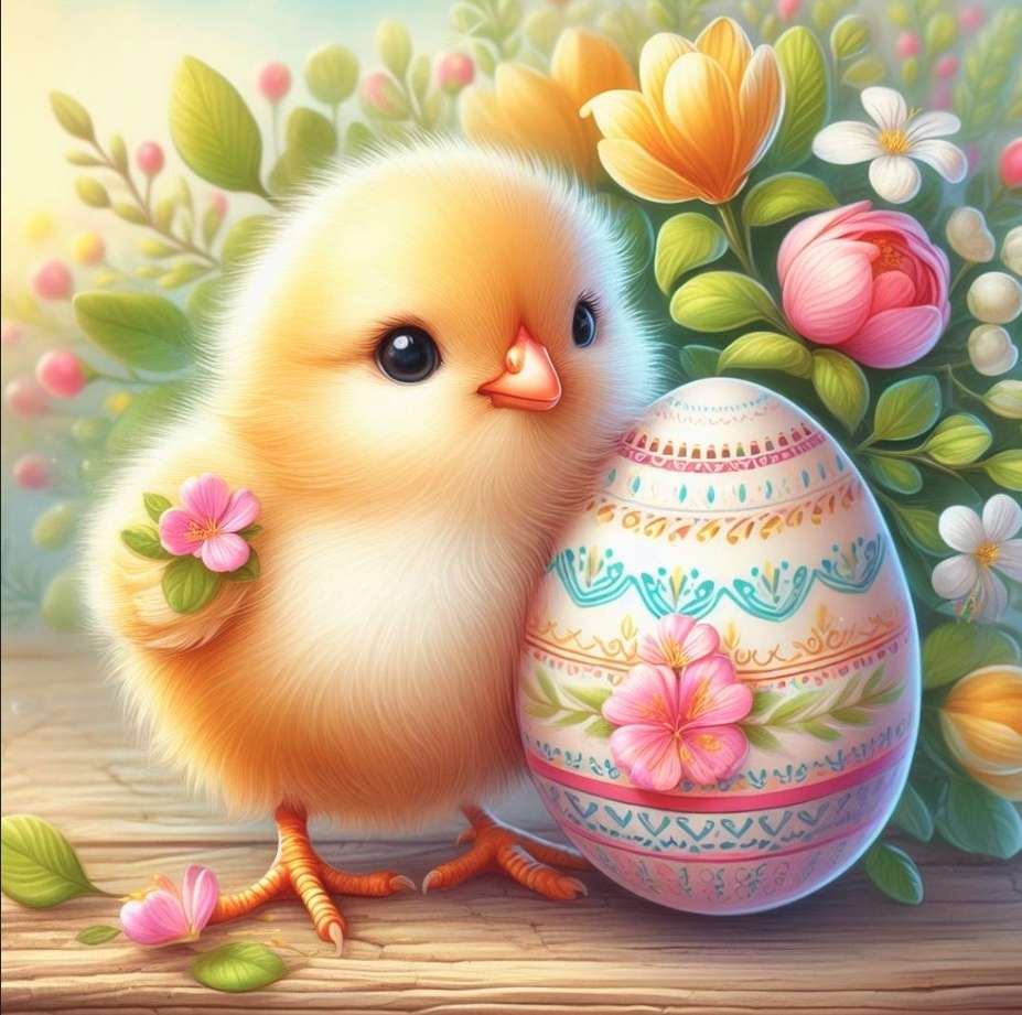 Великденско пиленце и яйце онлайн пъзел