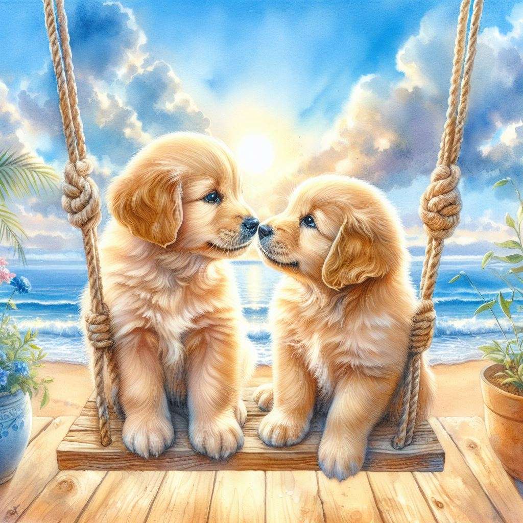 2 simpatici cuccioli puzzle online