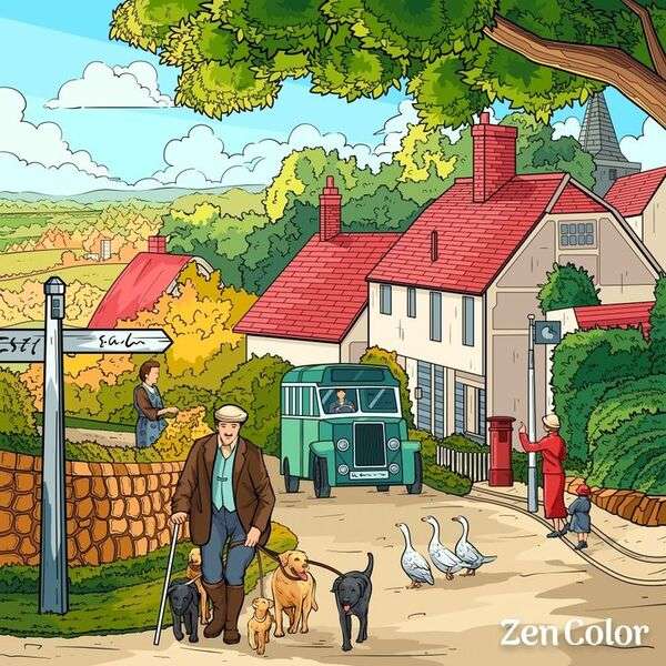Herr geht mit Haustieren spazieren Puzzlespiel online