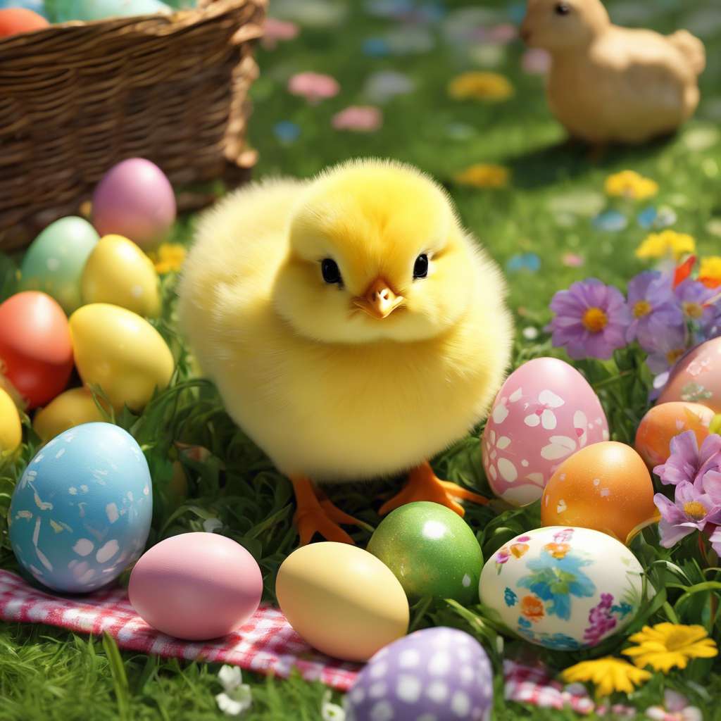 Pollo y huevos de Pascua rompecabezas en línea