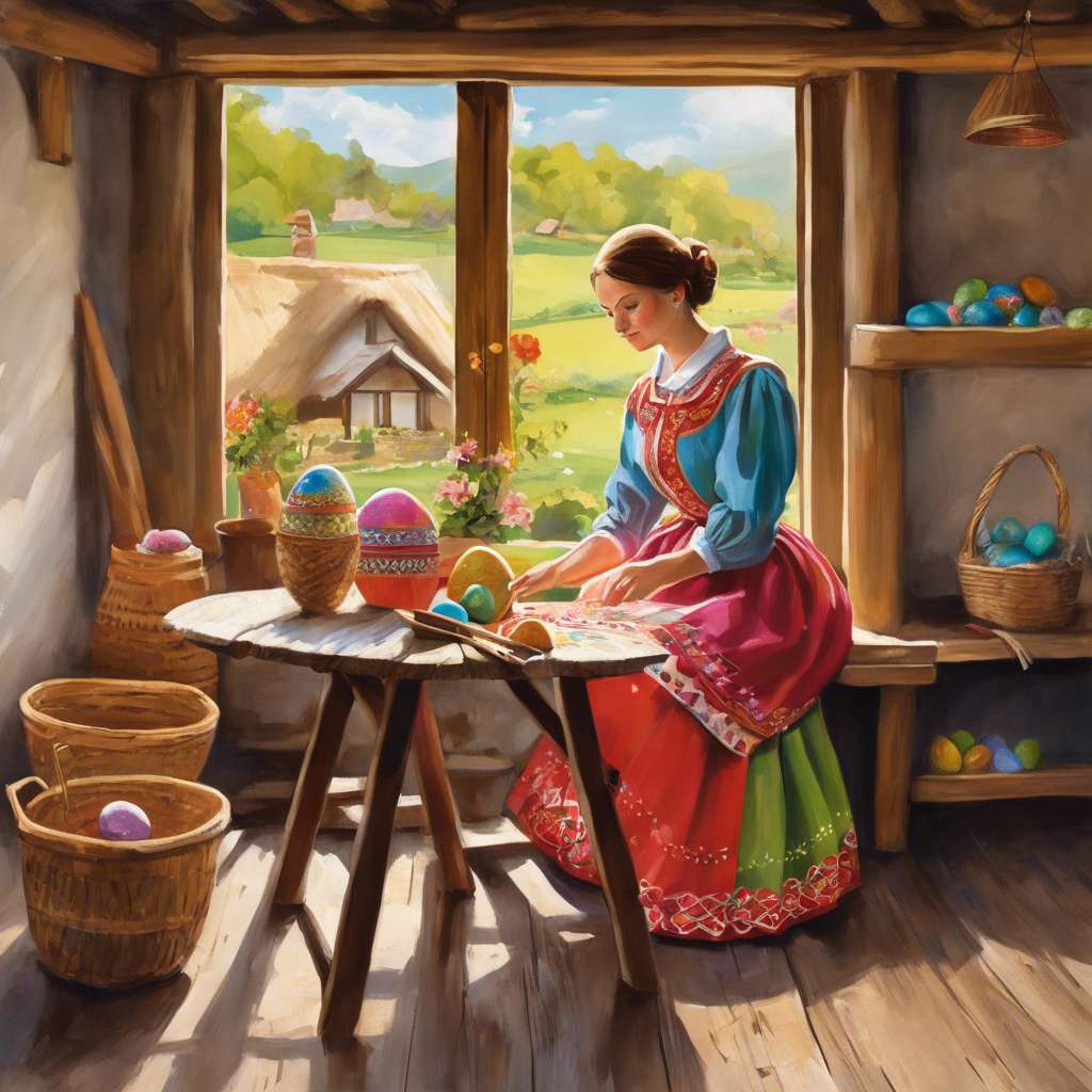 Una donna dipinge le uova di Pasqua puzzle online