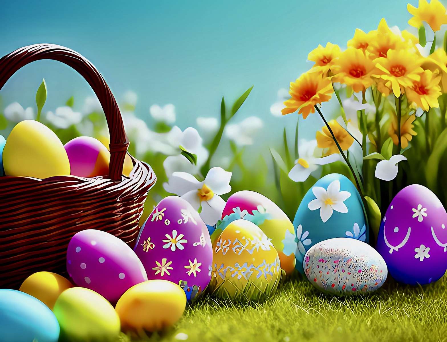 Přivítejme Velikonoce barevnými vajíčky online puzzle