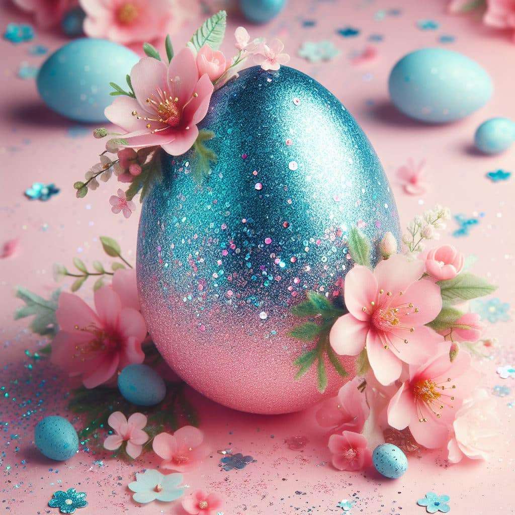 Uova di Pasqua con rosa e blu puzzle online