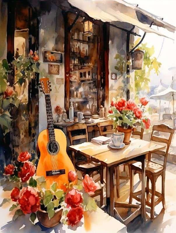 music cafe - painting jigsaw puzzle online