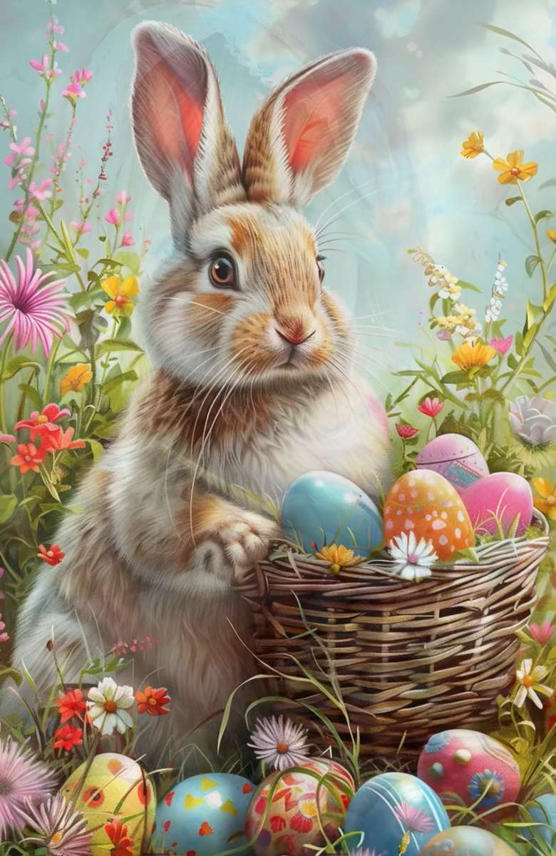 Conejo y huevos de Pascua rompecabezas en línea