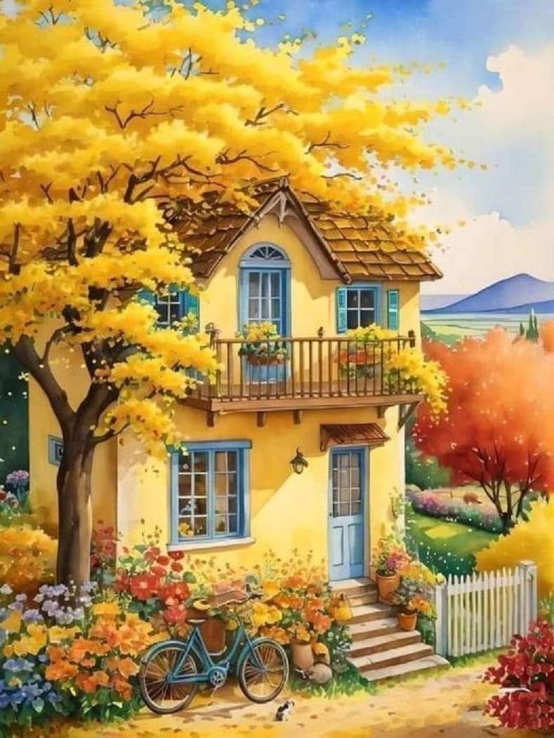 Beautiful house in spring online puzzle