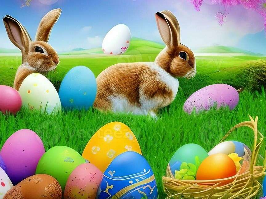 Nyuszi húsvéti tojással online puzzle