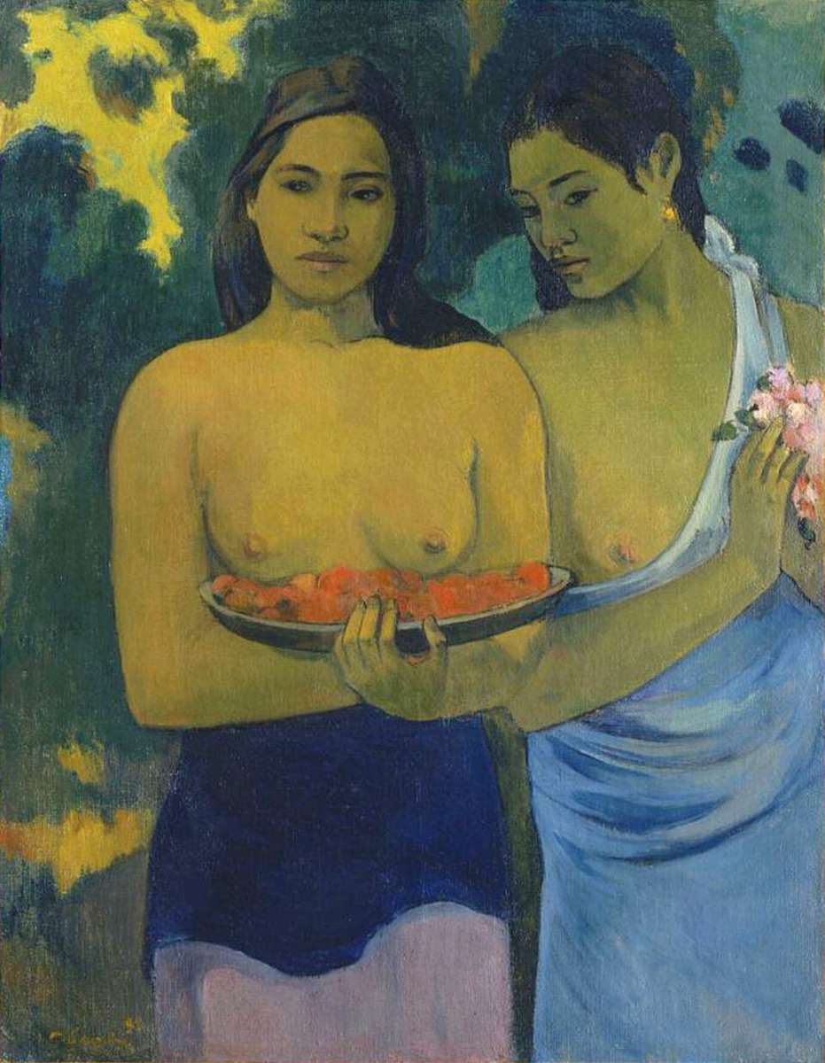 Två tahitiska kvinnor, Paul Gauguin pussel på nätet