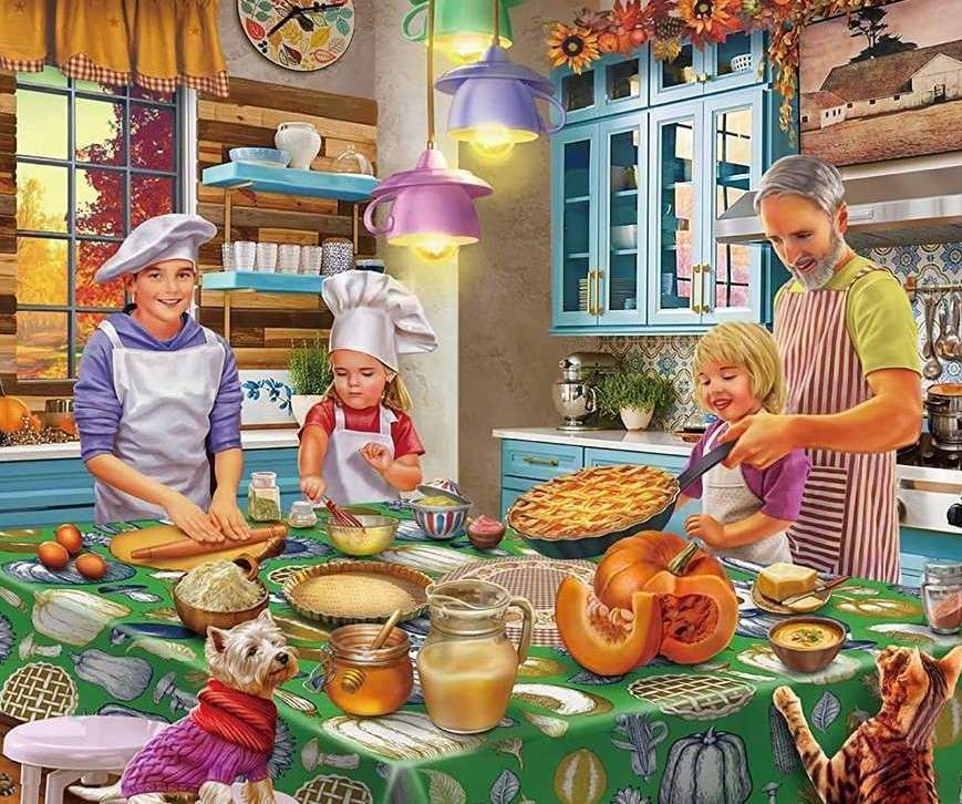 Coaceți prăjituri cu familia puzzle online