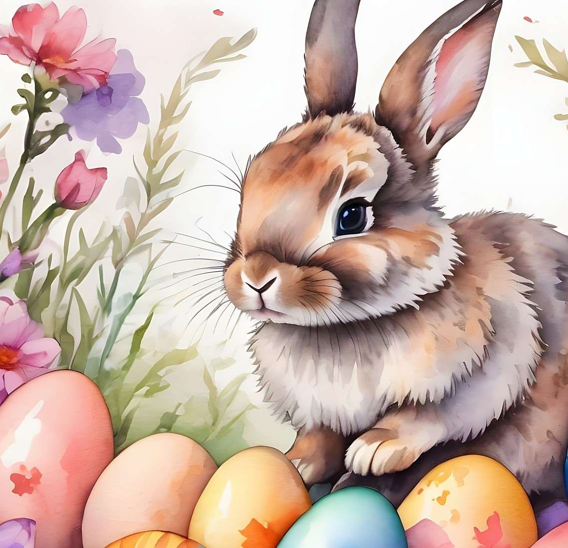 Conejito con huevos de Pascua rompecabezas en línea