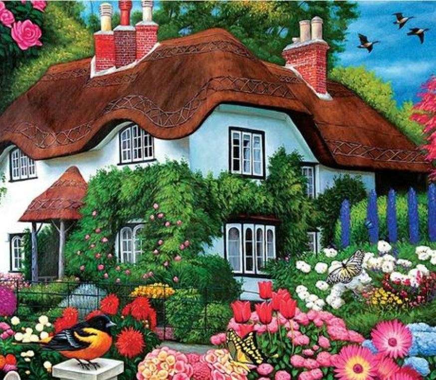 Huis in bloemen legpuzzel online