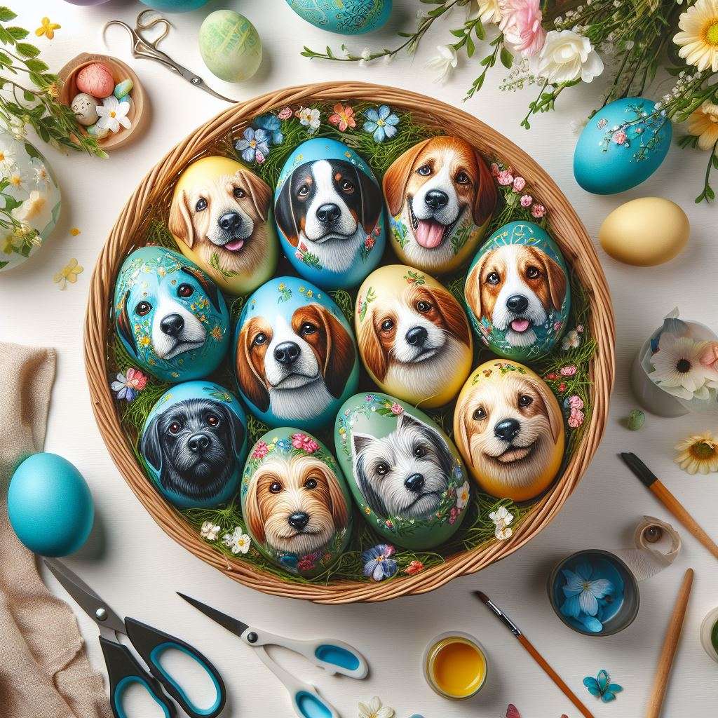 Chien joyeuses Pâques ! puzzle en ligne