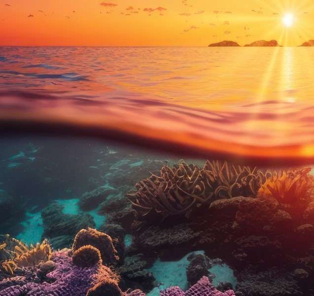 Корали при изгрев слънце онлайн пъзел