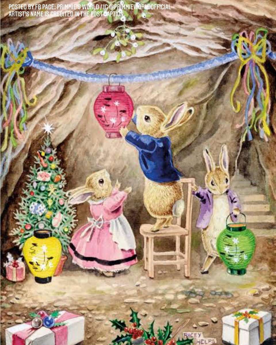 ウサギはクリスマスのために家を飾ります ジグソーパズルオンライン