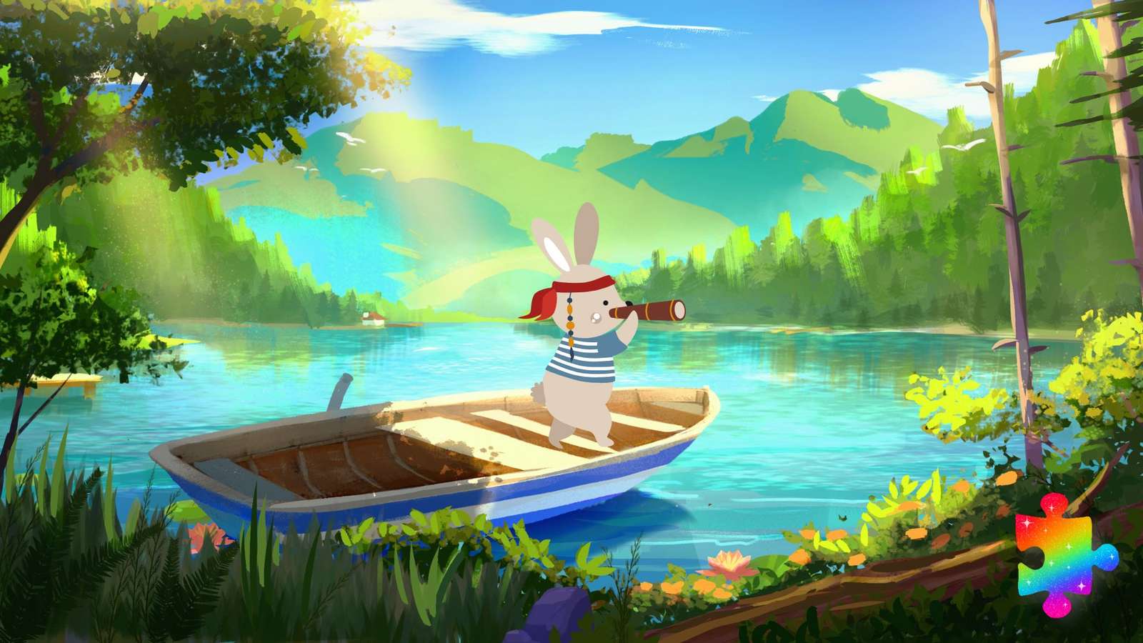 Lake Boat Bunny παζλ online