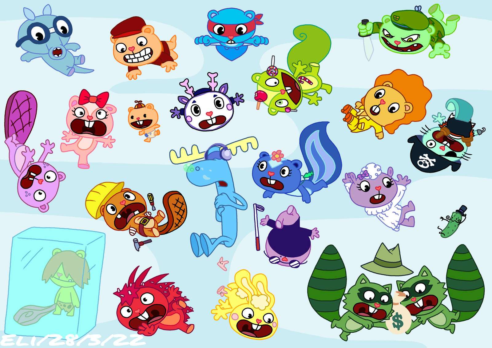 Happy tree friends for kids online puzzle