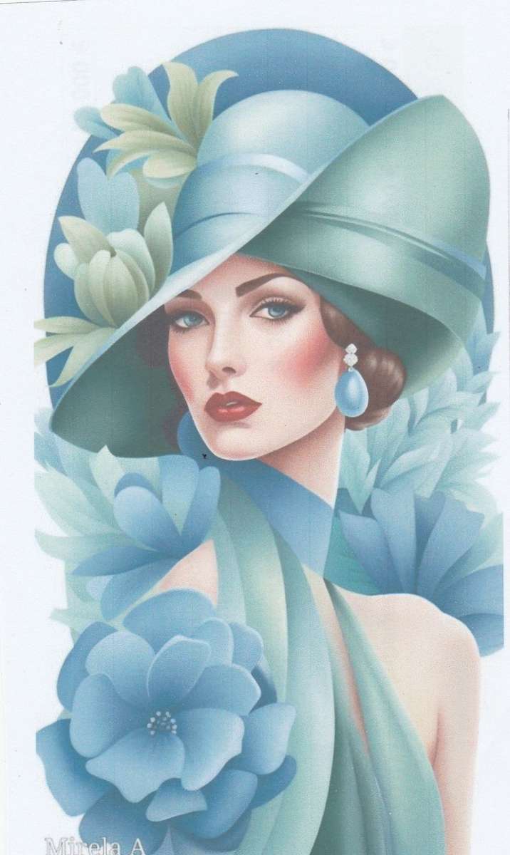 青い帽子の女性 ジグソーパズルオンライン