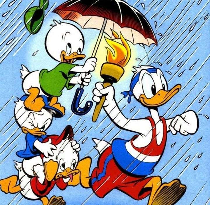 Donald Duck op een regenachtige dag legpuzzel online
