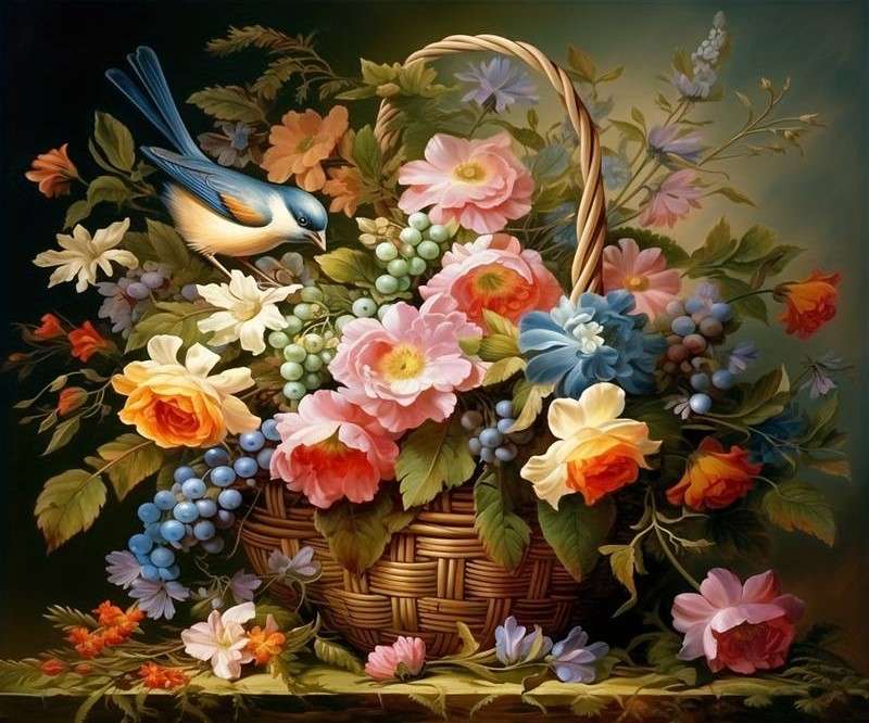barokk virágkosár kirakós online