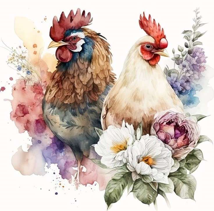 två roosters Pussel online