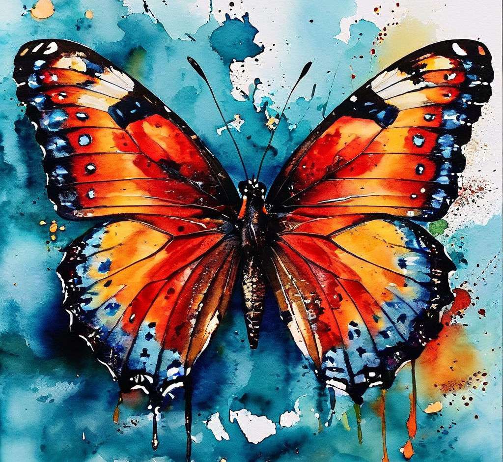 Motýl akvarel online puzzle