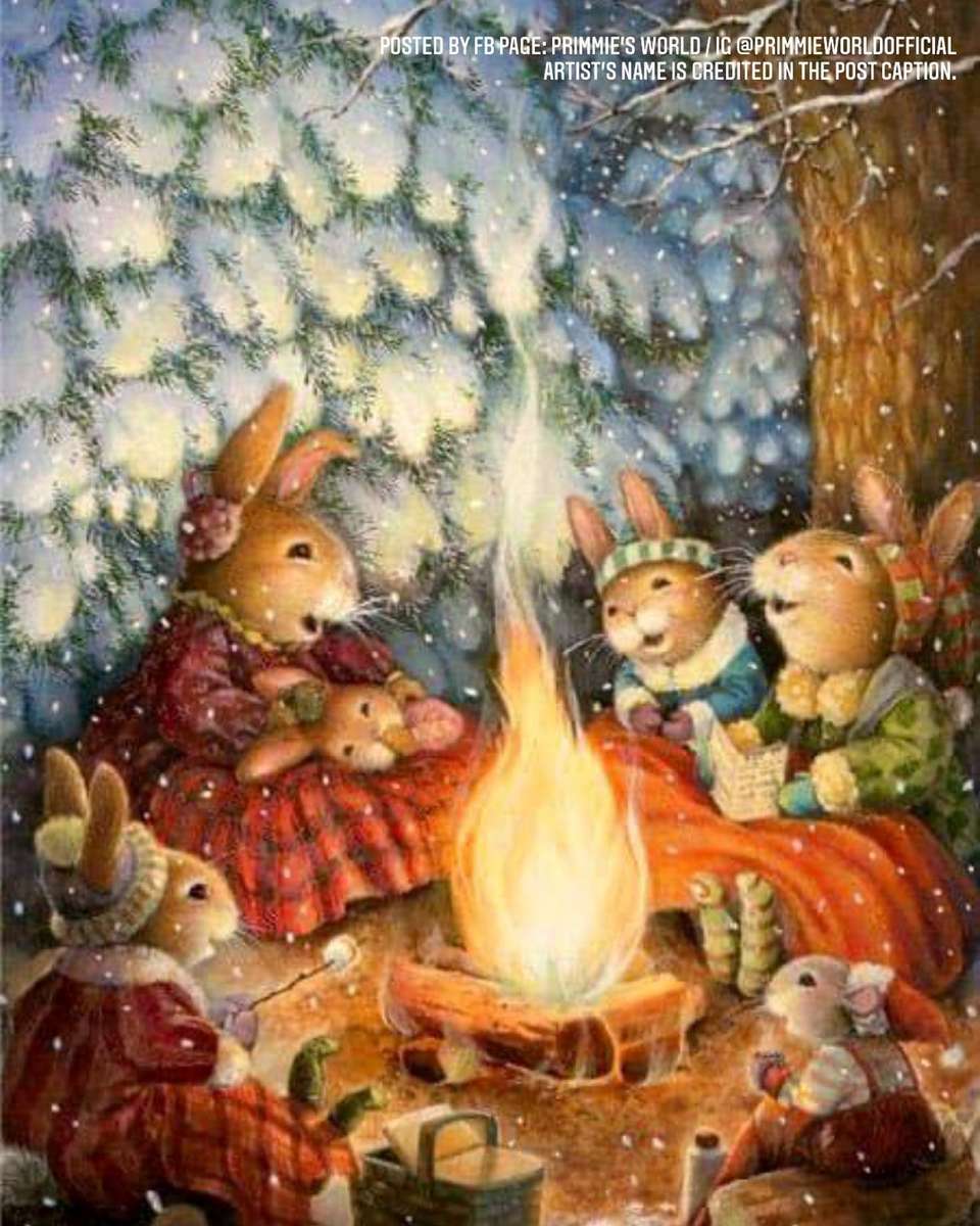 i conigli cantano attorno al fuoco puzzle online