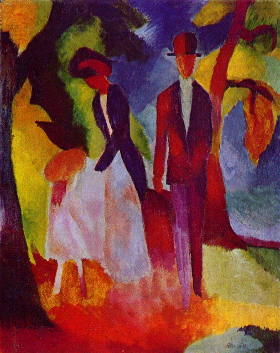 August Macke: People at the Blue Lake, 1913 παζλ online