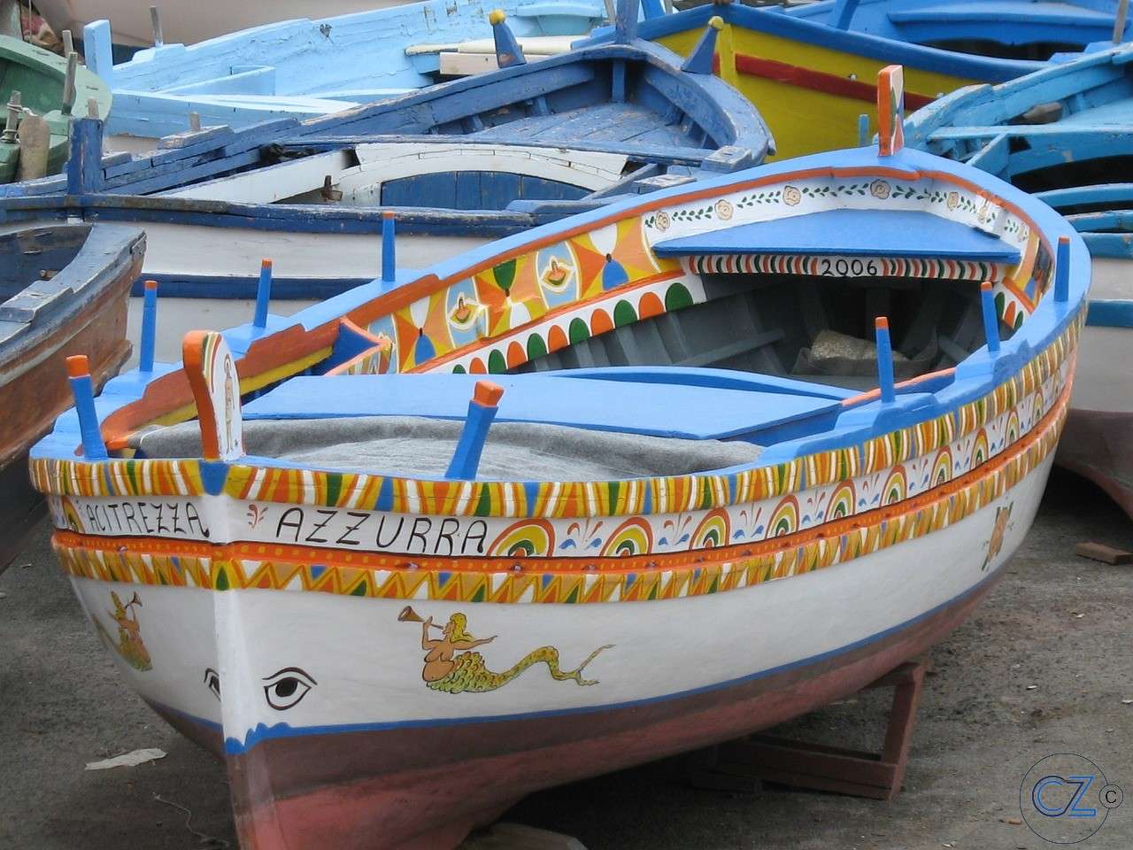 Båtar, hav, Sicilien Pussel online