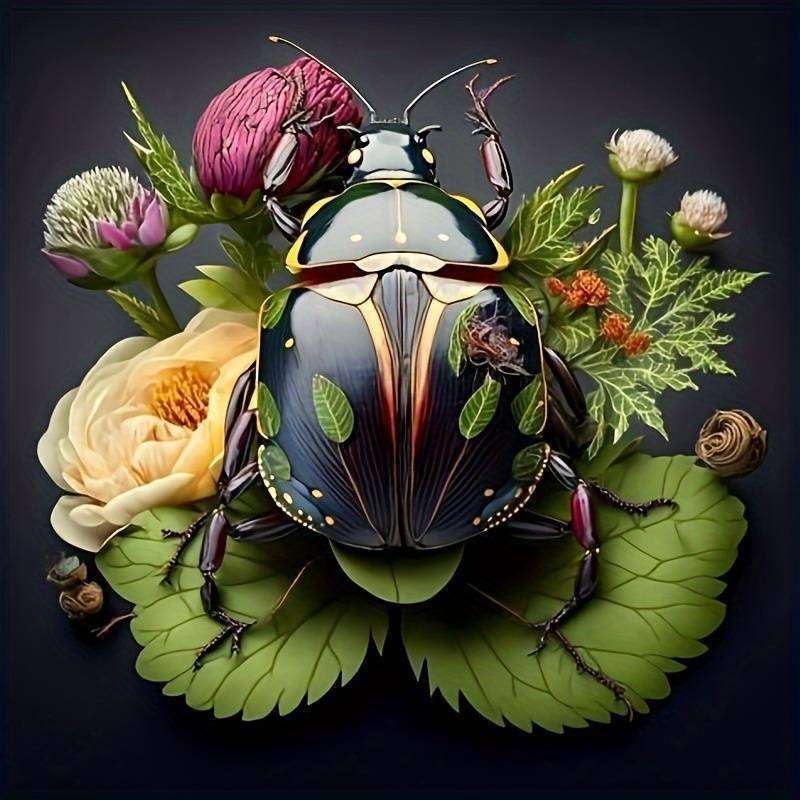 skalbaggen besöker blommorna pussel på nätet