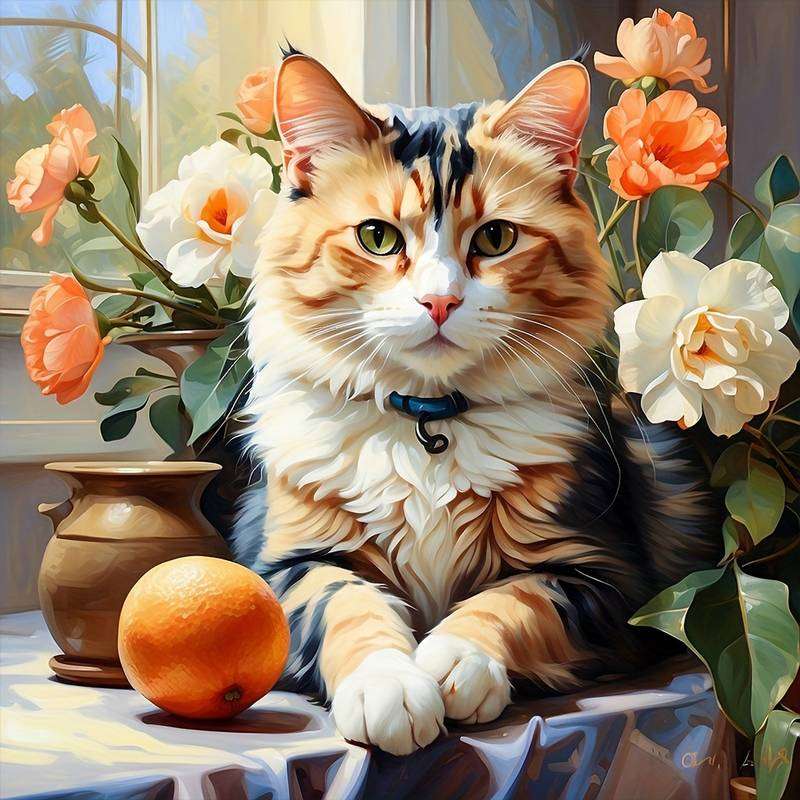 ευγενική γάτα τζίντζερ - πορτρέτο online παζλ