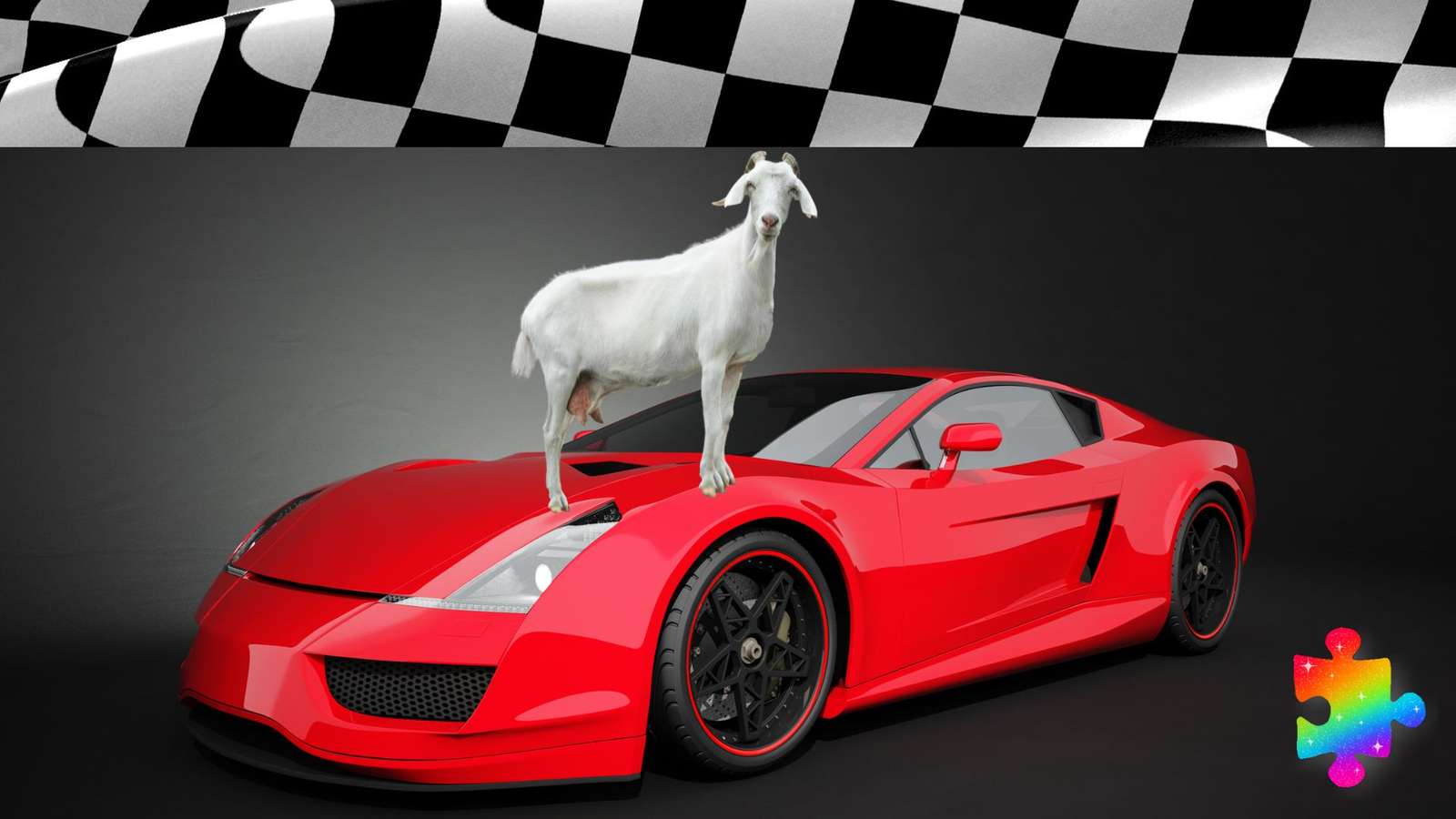 Ден на козата със състезателна кола онлайн пъзел