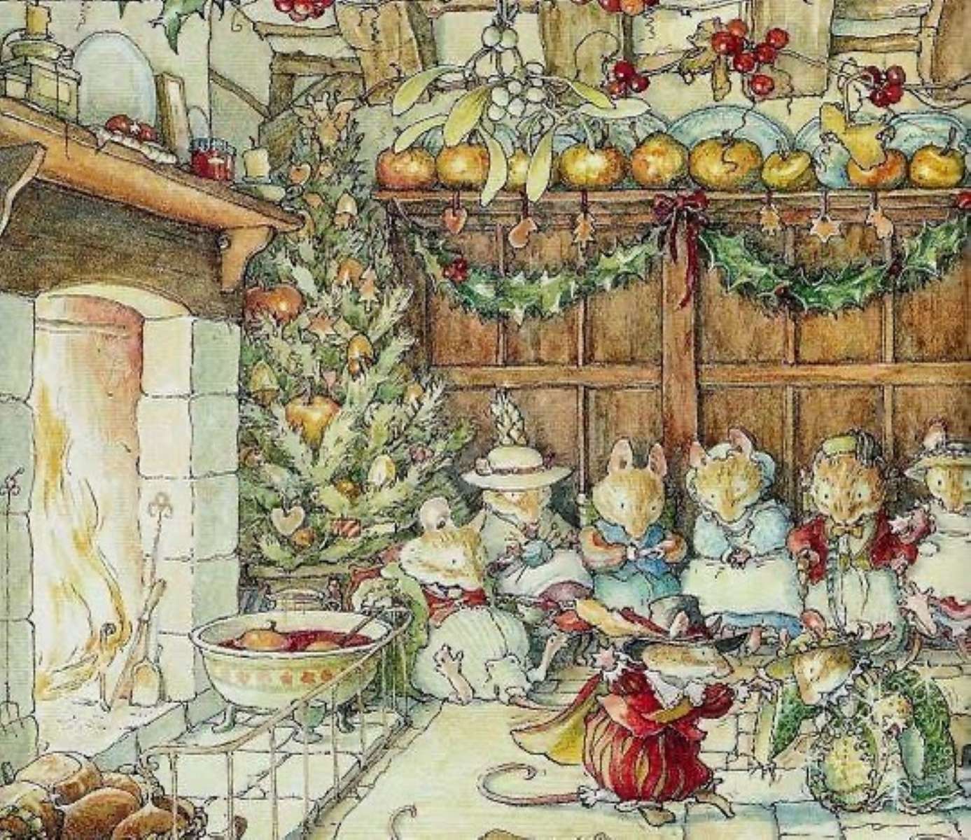 Die Mäuse von gestern feiern Weihnachten Online-Puzzle