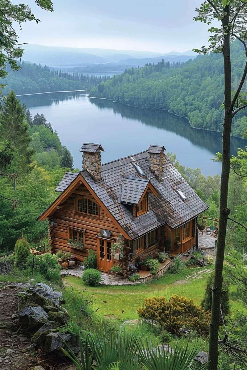 une maison au bord du lac puzzle en ligne