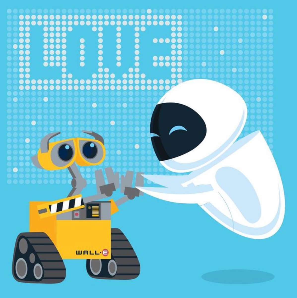WALL-E och Eve Love❤️❤️❤️❤️❤️❤️ pussel på nätet