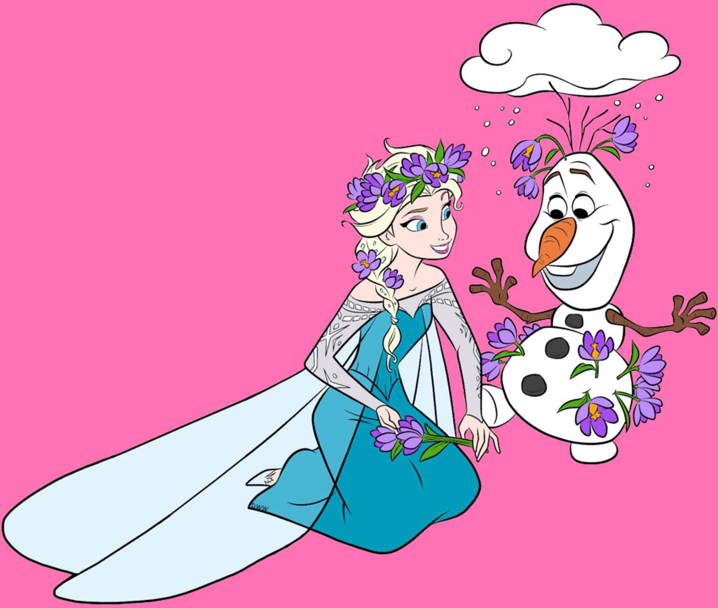 Springtime Elsa and Olaf❤️❤️❤️❤️❤️ jigsaw puzzle online