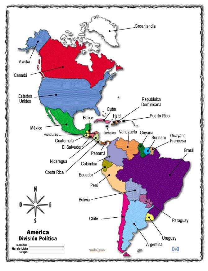 Карта на страните на Америка онлайн пъзел