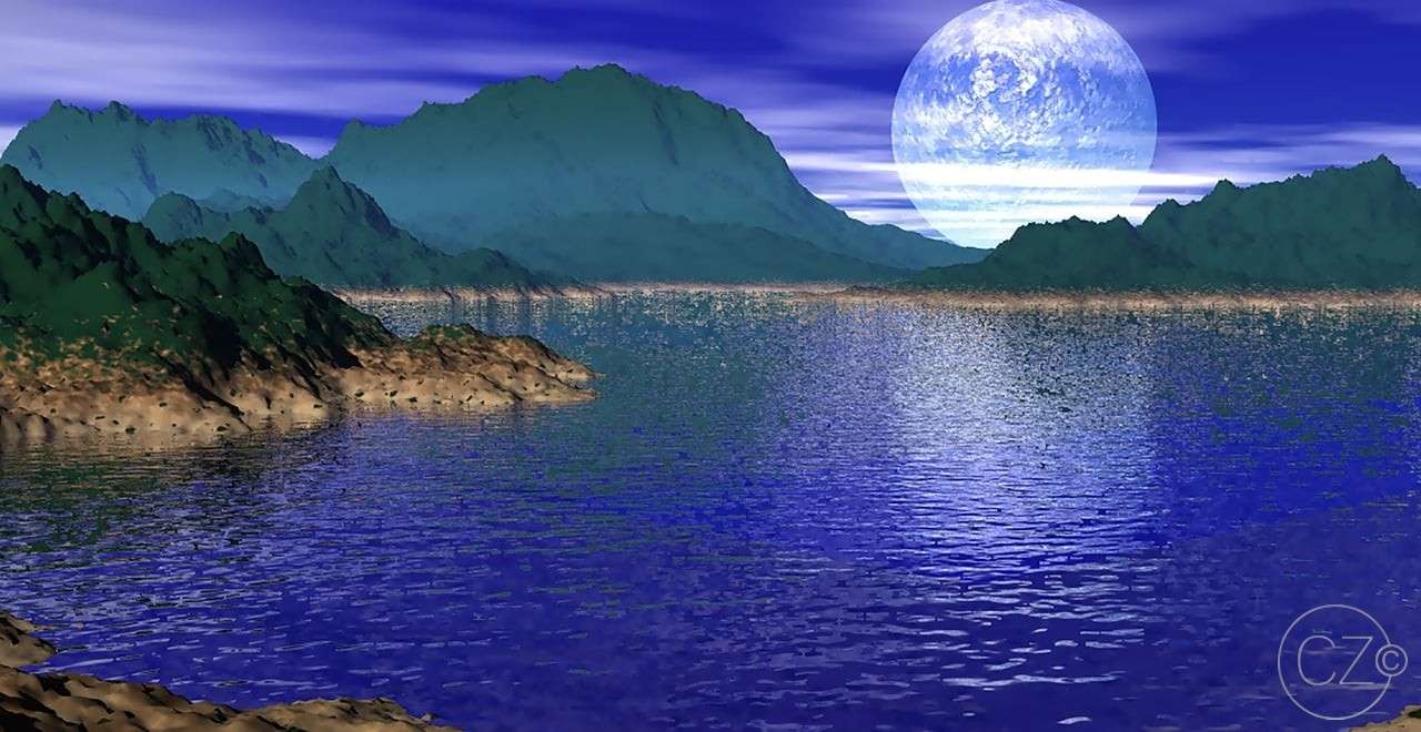 Ocean, lumina lunii, insula jigsaw puzzle online
