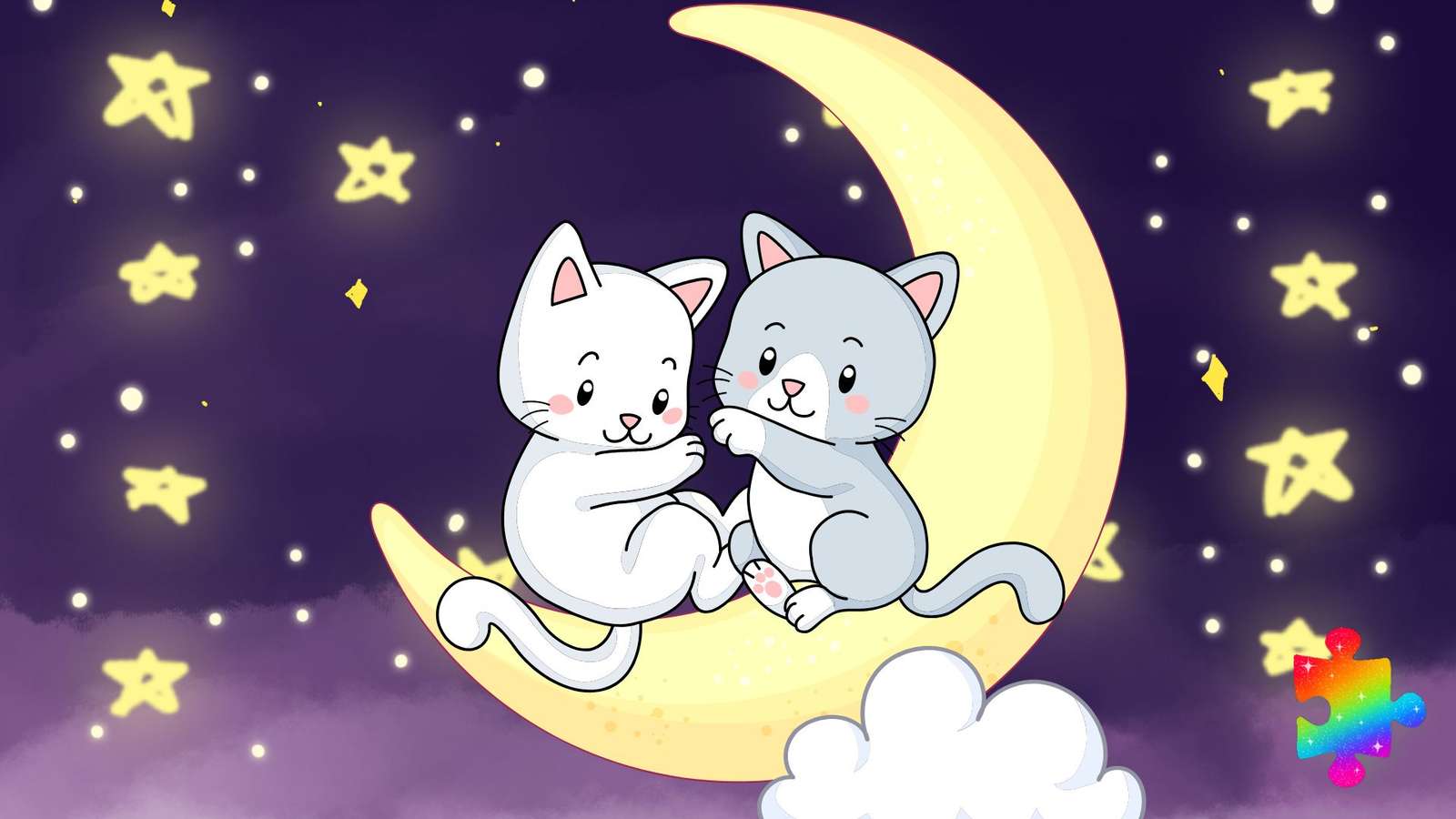 Měsíční kočky online puzzle