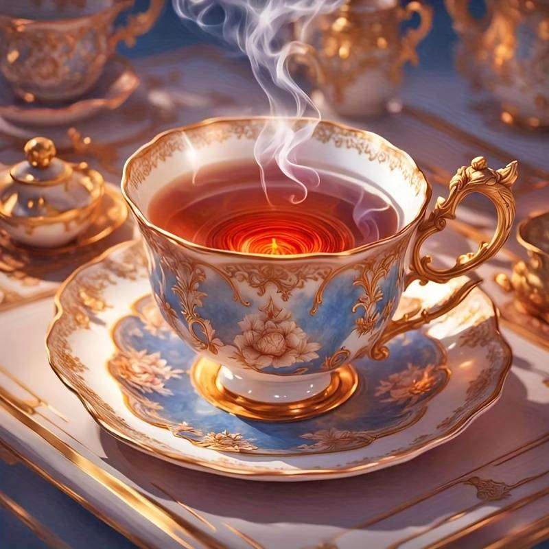aromás tea egy gyönyörű csészében online puzzle