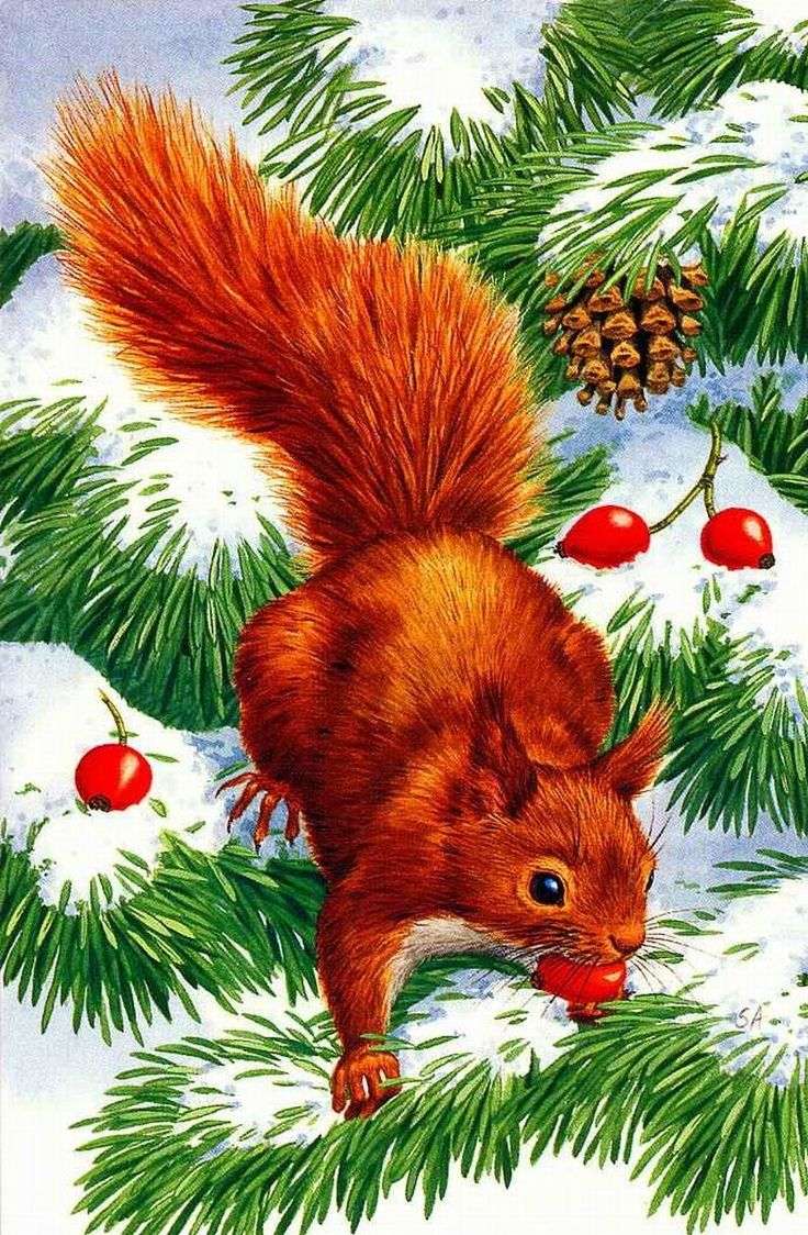 Squirrel in winter jigsaw puzzle online